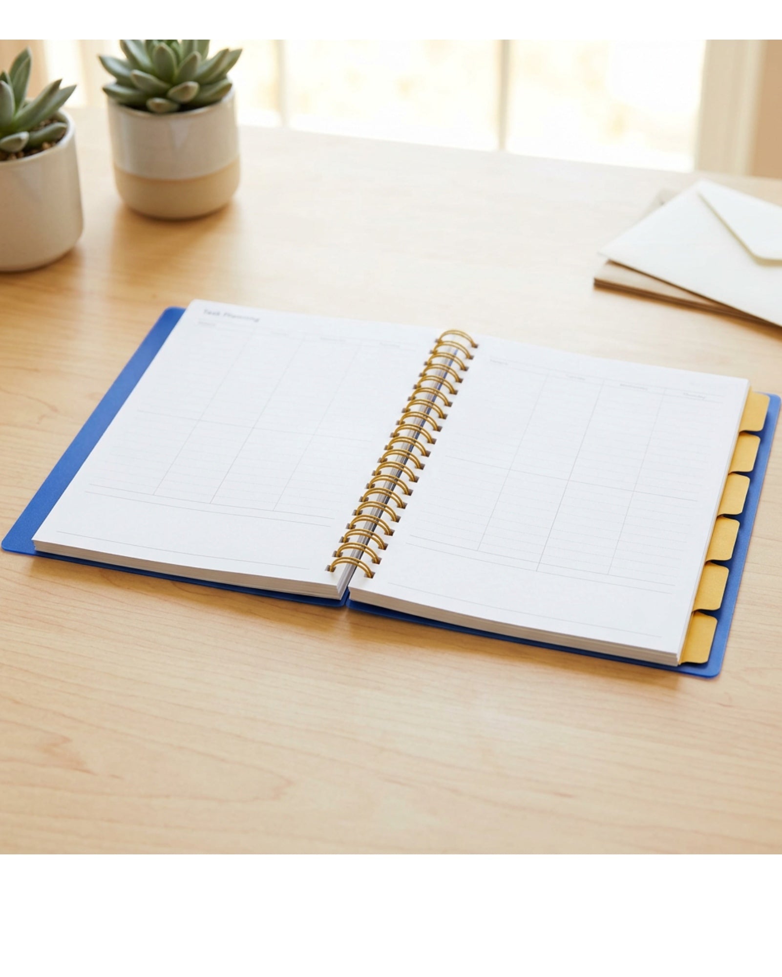 Pureboro A5 Undated Project Planner 180 Pages Cobalt and Mustard - Lifestyle view