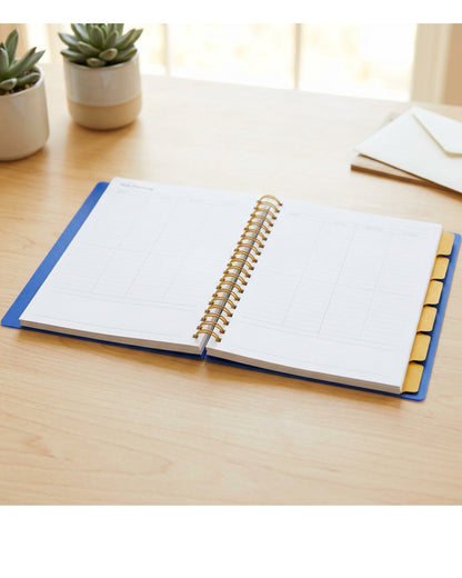 Pureboro A5 Undated Project Planner 180 Pages Cobalt and Mustard - Lifestyle view
